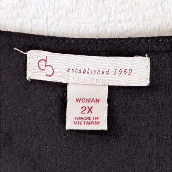 Floral Patterned Poncho Blouse Women's 2XL Red Black Mesh Flutter Sleeve - Picture 5 of 8